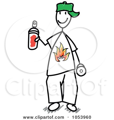 Royalty-Free Vector Clip Art Illustration of a Stick Graffiti Man by Frog974