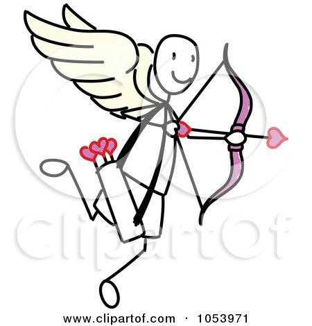 Royalty-Free Vector Clip Art Illustration of a Stick Cupid by Frog974