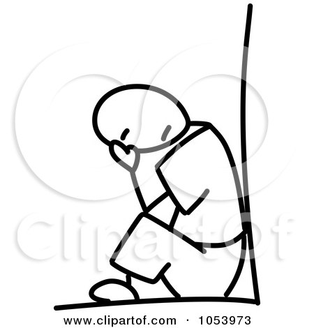 Royalty-Free Vector Clip Art Illustration of a Stick Man Crying by Frog974