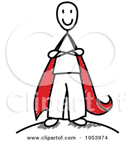 Royalty-Free Vector Clip Art Illustration of a Stick Man Super Hero by Frog974