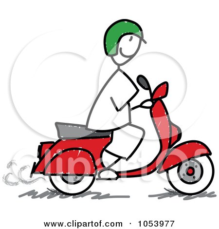 Royalty-Free Vector Clip Art Illustration of a Stick Man On A Scooter by Frog974