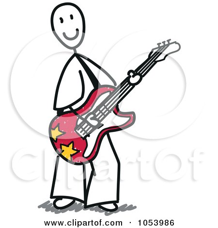 Royalty-Free Vector Clip Art Illustration of a Stick Guitarist by Frog974