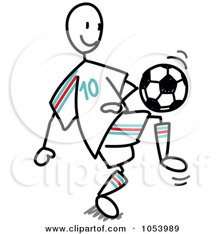 Royalty-Free Vector Clip Art Illustration of a Stick Soccer Man by Frog974