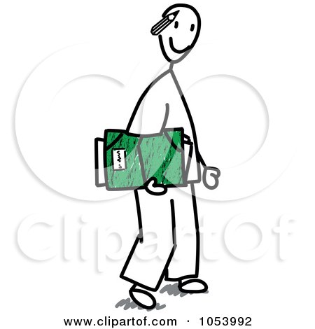 Royalty-Free Vector Clip Art Illustration of a Stick Salesman by Frog974