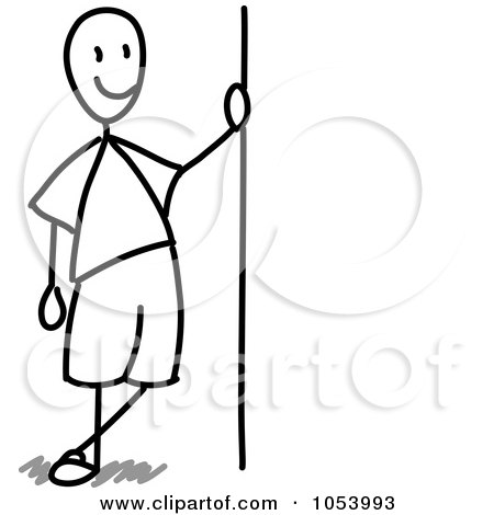 Royalty-Free Vector Clip Art Illustration of a Stick Man Leaning Against A Sign by Frog974