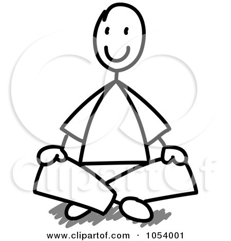 Royalty-Free Vector Clip Art Illustration of a Stick Man Sitting by Frog974