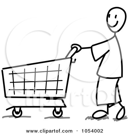 Royalty-Free Vector Clip Art Illustration of a Stick Man Shopping by Frog974