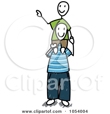 Royalty-Free Vector Clip Art Illustration of a Stick Man And Son by Frog974