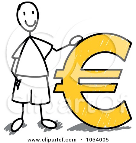 Royalty-Free Vector Clip Art Illustration of a Stick Man With A Euro Symbol by Frog974
