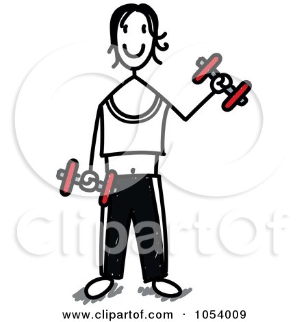 Royalty-Free Vector Clip Art Illustration of a Stick Man Weight Lifting by Frog974
