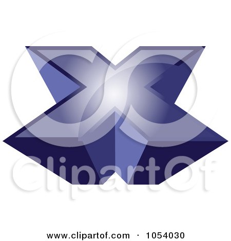 Royalty-Free 3d Vector Clip Art Illustration of a Blue X Logo by vectorace