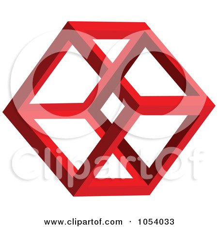 Royalty-Free 3d Vector Clip Art Illustration of a Red Hexagon Shape Logo by vectorace