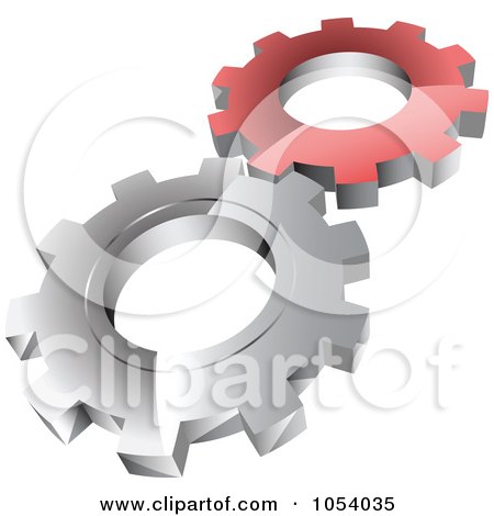 Royalty-Free 3d Vector Clip Art Illustration of a Red And Silver Gears Logo by vectorace