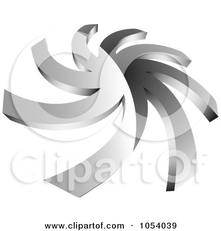 Royalty-Free 3d Vector Clip Art Illustration of a Silver Spiral Logo by vectorace