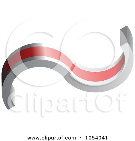 Royalty-Free 3d Vector Clip Art Illustration of a Red And Silver Wave Logo by vectorace