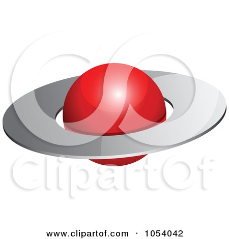 Royalty-Free 3d Vector Clip Art Illustration of a Red And Silver Planet Logo by vectorace