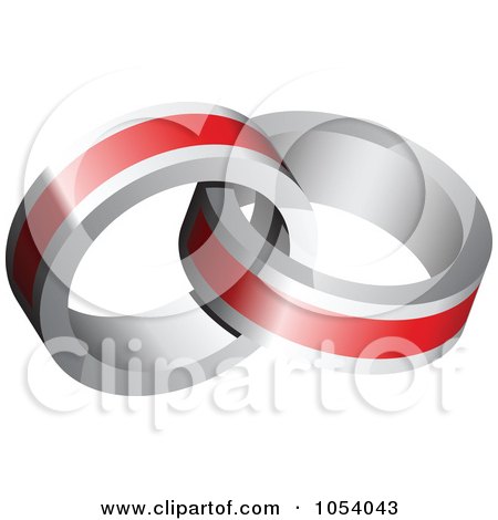 Royalty-Free 3d Vector Clip Art Illustration of a Red And Silver Rings Logo by vectorace