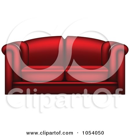 Royalty-Free Vector Clip Art Illustration of a 3d Red Leather Couch by vectorace