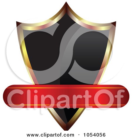 Royalty-Free Vector Clip Art Illustration of a Gold And Black Shield Vintage Label by vectorace