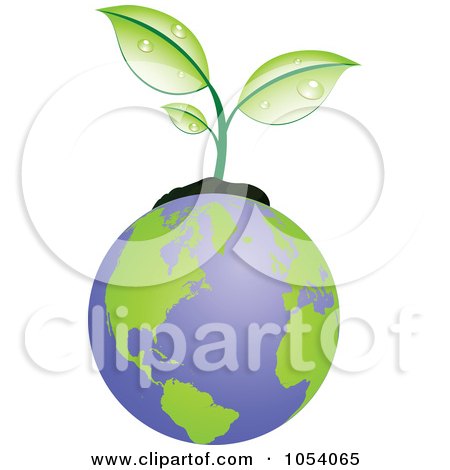 Royalty-Free Vector Clip Art Illustration of a Dewy Green Plant Growing From Earth by vectorace