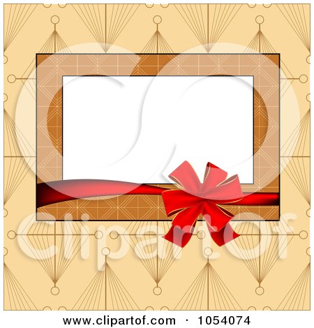 Royalty-Free Vector Clip Art Illustration of a Red Ribbon Around A Brown Frame On Tan by vectorace