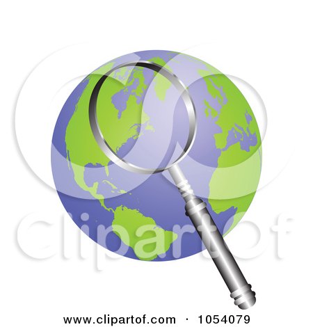 Royalty-Free Vector Clip Art Illustration of a Magnifying Glass Searching Earth by vectorace