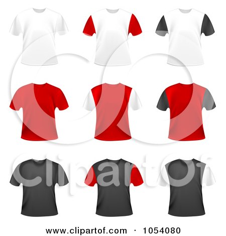 Royalty-Free Vector Clip Art Illustration of a Digital Collage Of 3d Red, Black And White Shirts by vectorace