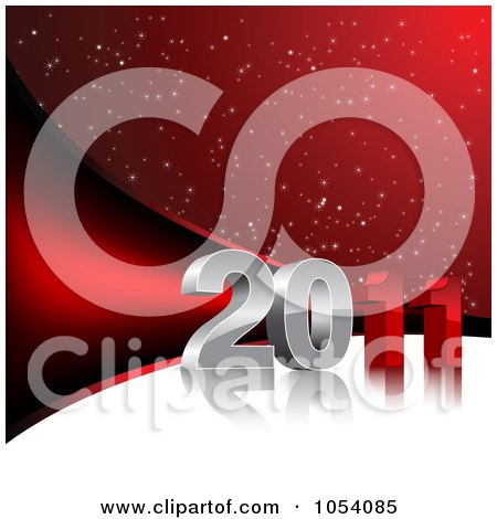 Royalty-Free Vector Clip Art Illustration of a Red And White 3d 2011 New Year Background by vectorace