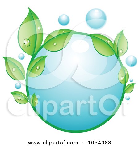 Royalty-Free Vector Clip Art Illustration of a Dewy Circle Of Leaves Around A Water Bubble by vectorace