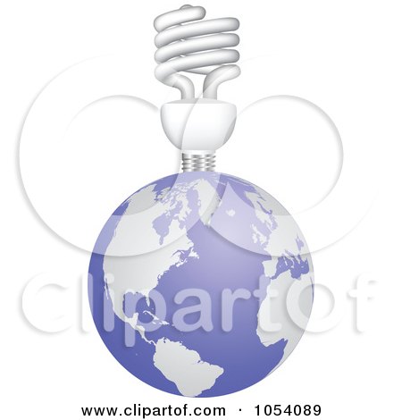 Royalty-Free Vector Clip Art Illustration of a Spiral Light Bulb On Earth by vectorace