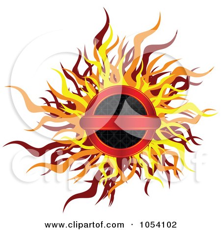 Royalty-Free Vector Clip Art Illustration of a Fiery Round Label by vectorace