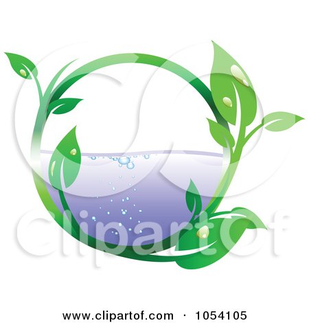 Royalty-Free Vector Clip Art Illustration of a Dewy Leaf Vine Circling Water by vectorace