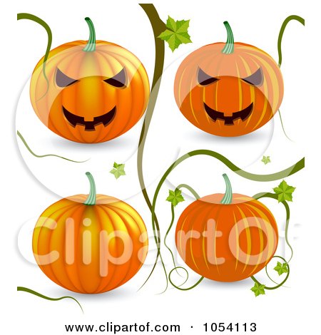 Royalty-Free Vector Clip Art Illustration of a Digital Collage Of 3d Vines And Pumpkins by vectorace