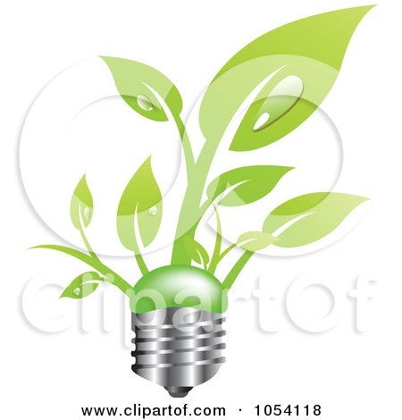 Royalty-Free Vector Clip Art Illustration of Leaves Growing From A Light Bulb by vectorace