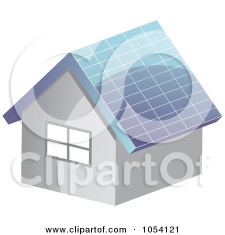 Royalty-Free Vector Clip Art Illustration of a Full Solar Paneled Roof On A House by vectorace