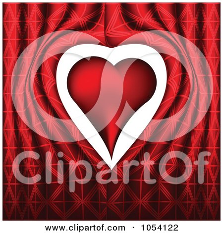 Royalty-Free Vector Clip Art Illustration of a Red Heart With White Space Over A Curtain by vectorace
