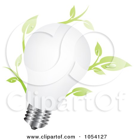 Royalty-Free Vector Clip Art Illustration of a White Light Bulb With Leaves by vectorace