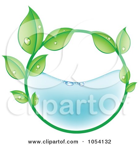 Royalty-Free Vector Clip Art Illustration of a Dewy Circle Of Leaves Half Filled With Water by vectorace