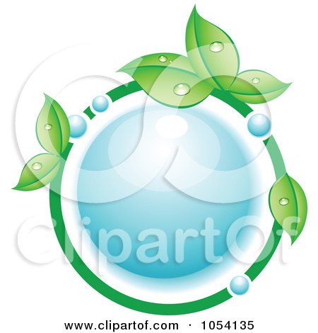 Royalty-Free Vector Clip Art Illustration of a Dewy Circle Of Leaves And Bubbles Around A Water Bubble by vectorace