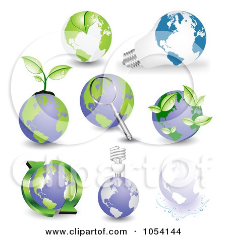 Royalty-Free Vector Clip Art Illustration of a Digital Collage Of Globes And Leaves by vectorace