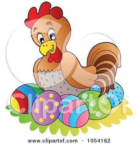 Royalty-Free Vector Clip Art Illustration of a Hen Nesting On Easter Eggs by visekart