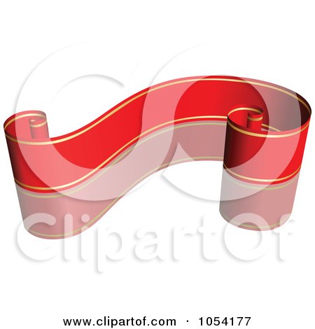 Royalty-Free Vector Clip Art Illustration of a Red And Gold Ribbon Banner With A Reflection - 1 by dero