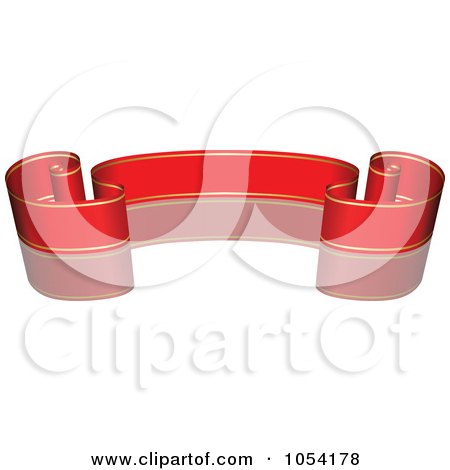 Royalty-Free Vector Clip Art Illustration of a Red And Gold Ribbon Banner With A Reflection - 2 by dero