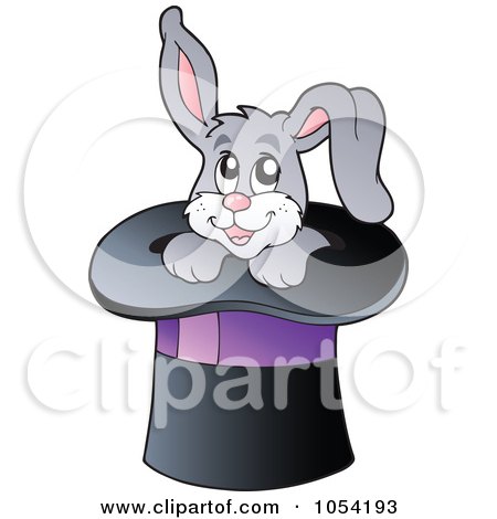 Royalty-Free Vector Clip Art Illustration of a Gray Rabbit In A Magic Hat by visekart