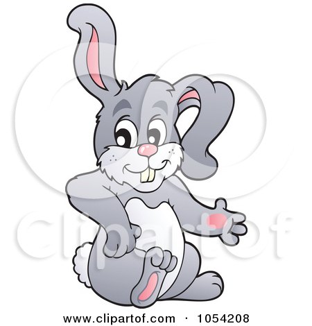 Royalty-Free Vector Clip Art Illustration of a Gray Rabbit Sitting by visekart