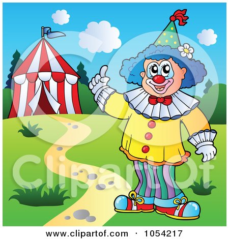 Royalty-Free Vector Clip Art Illustration of a Male Clown Near A Tent by visekart