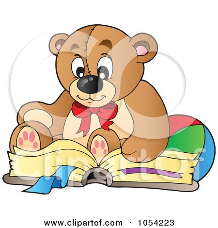 Royalty-Free Vector Clip Art Illustration of a Reading Teddy Bear by visekart