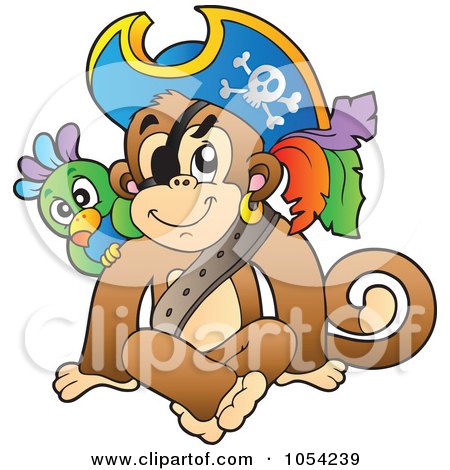 Royalty-Free Vector Clip Art Illustration of a Pirate Monkey by visekart