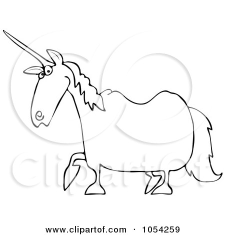 Royalty-Free Vector Clip Art Illustration of a Black And White Unicorn Outline by djart