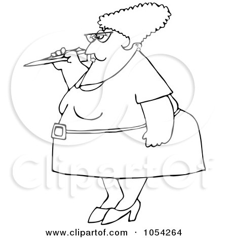 Royalty-Free Vector Clip Art Illustration of a Black And White Woman Throwing A Paper Plane Outline by djart